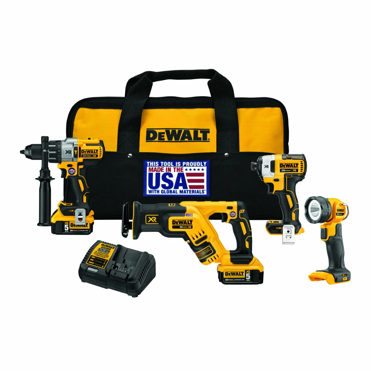DeWalt DCK494P2 20V MAX XR Lithium Ion 4 Tool Combo Kit with Contractor Bag