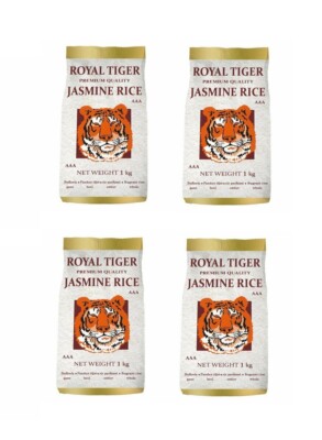 Jasminreis Viererpack: 4 x 1kg Royal Tiger Langkorn Duftreis Jasmin Reis