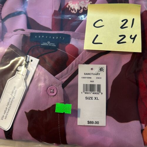 Sanctuary Women's Pink Short Sleeve Button Front Blouse Cropped Top Size XL - Picture 8 of 8
