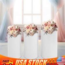 3 Pcs Round Cylinder Pedestal Stand For Wedding Party Display Stand Decor White