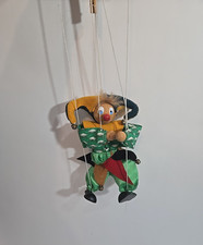 Vintage Wooden Marionette Fabric String Puppet Court Circus Jester Clown 8"