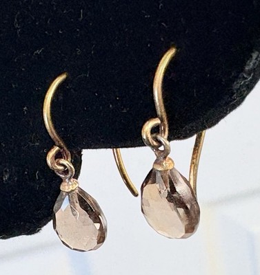 24K Gelbgold Vermeil Ohrhänger mit facettiertem Rauchquarz