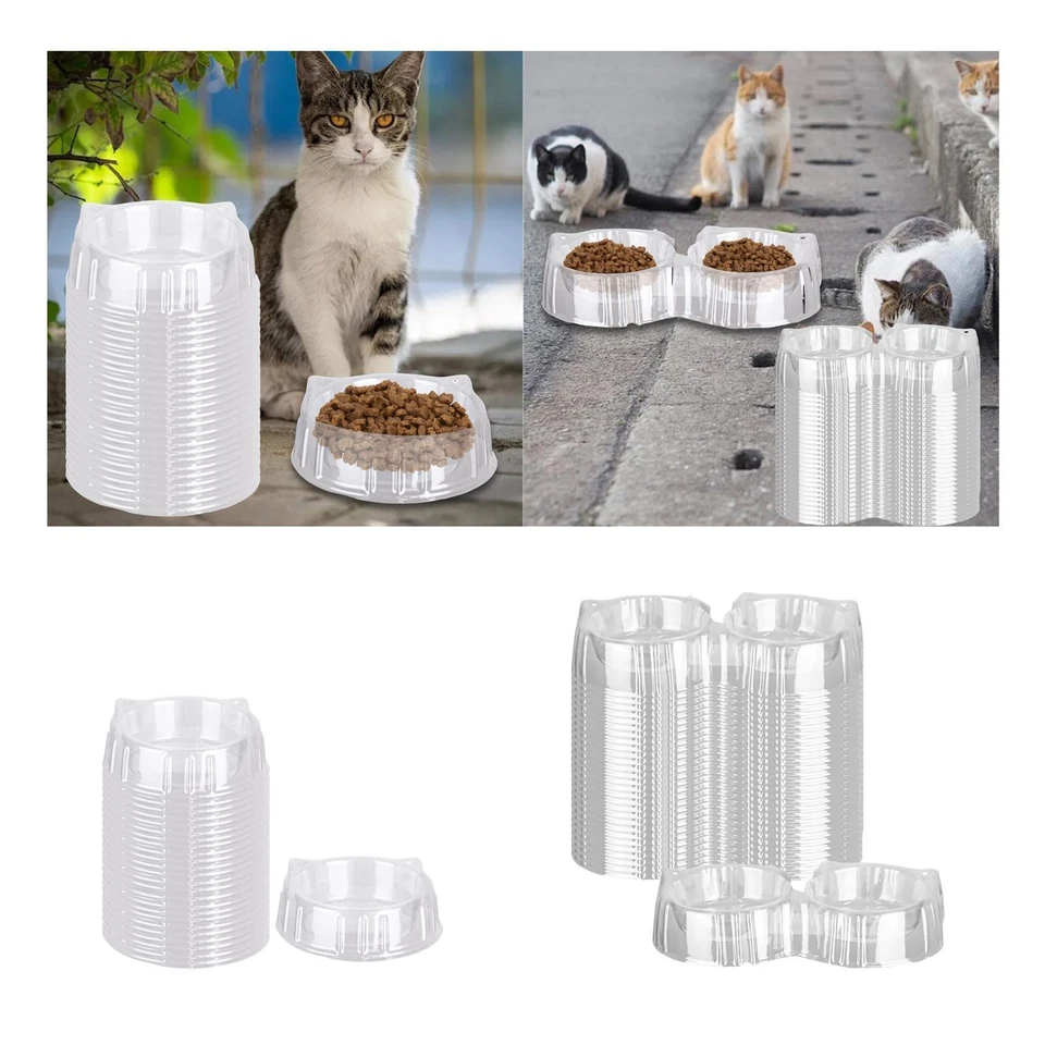 20Pcs Disposable Cat Bowls Travel Easy to Use Pet Feeding Dog Bowls