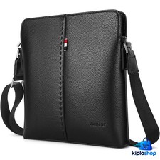 Sacoche homme cuir véritable bandoulière iPad besace messager business noir