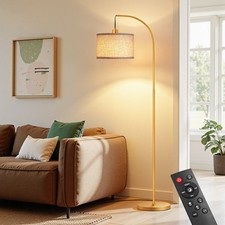 64"RGB Floor Lamp Gold Remote Foot Switch Dimmable Color Changing LED Arc Modern