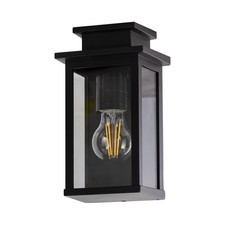 Modern Black Traditional Flush Outdoor Wall  Glass Lantern Light Garden Lighting