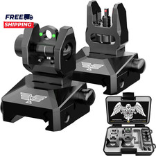 Fiber Optic Iron Sights for Picatinny Rail Flip up Front and Rear Backup Sights