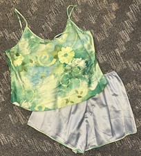 Vintage Petra Fashions 2 piece Lingerie Set Cami Shorts Satin Pajamas Sz.Large