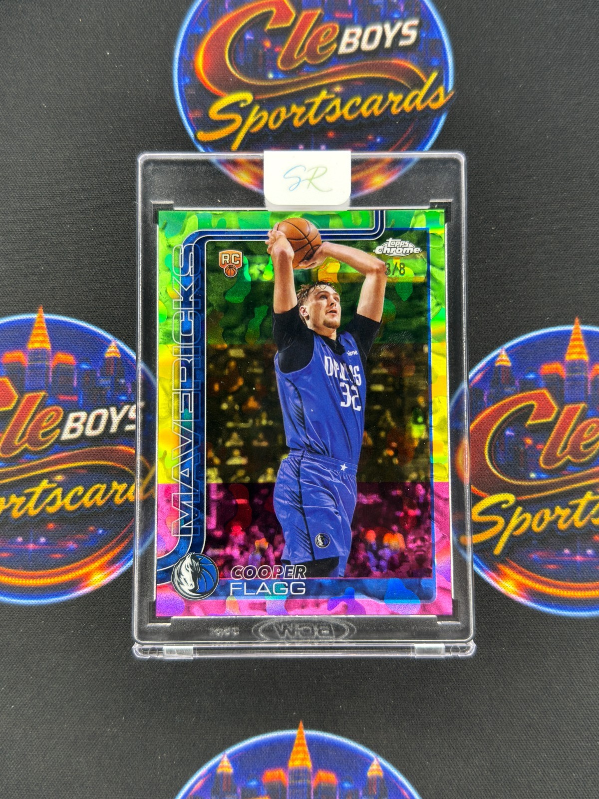 Cooper Flagg 2025 Topps Chrome First Day Issue Tri Color Refractor Rookie /8