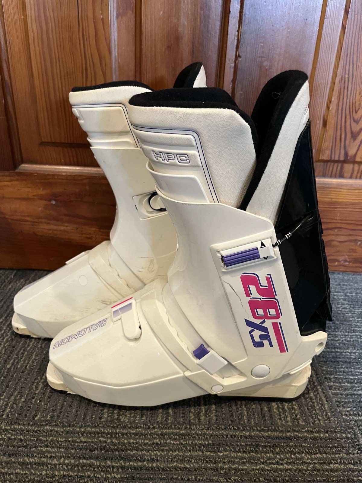 Scarponi da sci alpino downhill ingresso posteriore SALOMON SX 82 vintage uomo taglia 345 55