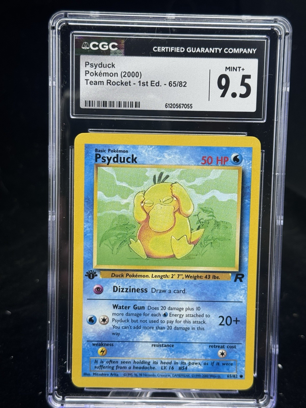 Psyduck #65 1st Edition Team Rocket 2000 Pokemon CGC 9.5 💦