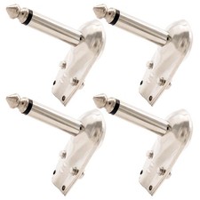 4 Pcs 6.35mm 1/4 Right Angle Mono Plug Flat Male Guitar Audio Adapter Connector