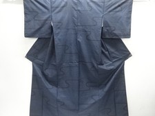 7615142: JAPANESE KIMONO / UNUSED / SILK / DORO OSHIMA TSUMUGI / WOVEN ABSTRACT