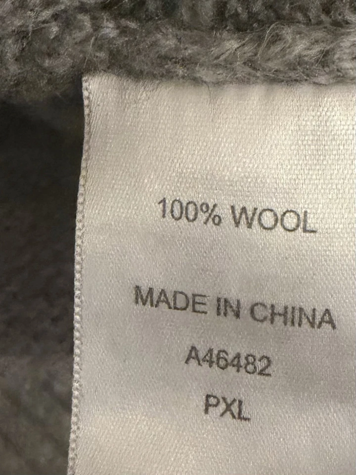 Cardigã suéter vintage Appleseed's Petites botão para cima cinza malha de cabo 100% lã-PXL - Imagem 4 de 4