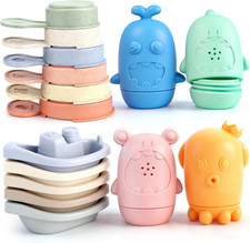 15Pcs Mold-Free Baby Bath Toys   Silicone Bath Toys  Floating Boats Set for Tod