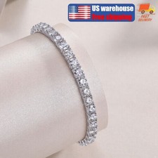 4mm 7.5" Round Cut D VVS1 Moissanite Tennis Bracelet S925 Sterling Silver Chain