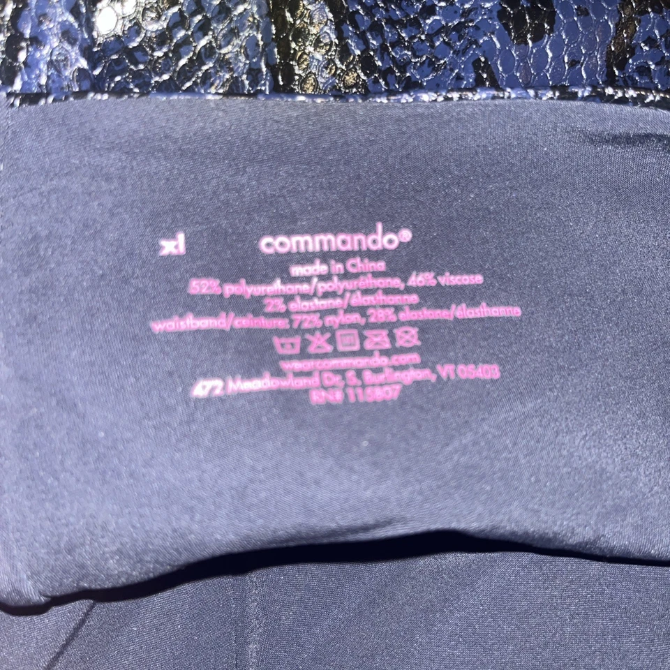 Commando Mujer Imitación Cuero Leggings Negro Piel de Serpiente Dobladillo Crudo XL Camuflado Foto 4 de 4