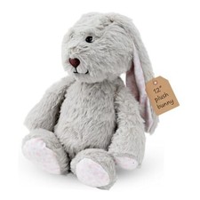 Stuffed Bunny Plush 12 Inch  - Easter Bunny Stuffed Animal - Medium 12" Gray