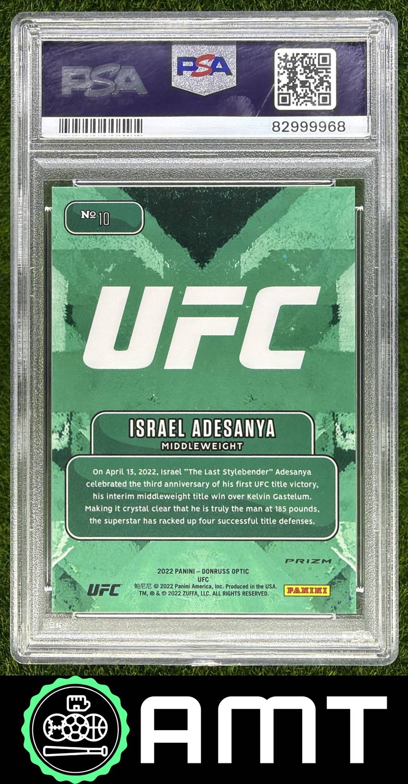 Israel Adesanya PSA 10 2022 Panini Donruss Optic UFC Downtown! SSP #10 9968 view 2