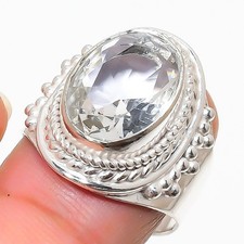White Topaz Gemstone Handmade 925 Sterling Silver All Size Ring For Gift
