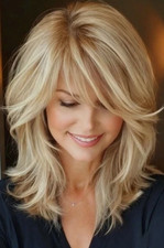 Layered Cut Blonde Wig with Bangs Hair Wigs