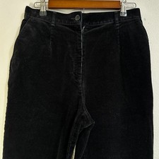 LL Bean Women Pants Black High Rise Straight Corduroy size 12 Read 28x25 Vtg