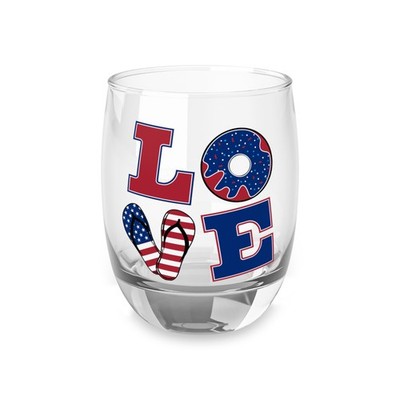 Patriotic LOVE Whiskey Glass | American Flag Flip Flop Donut Design