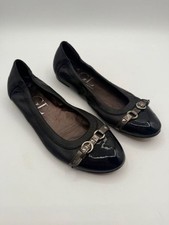 AGL Women's Black MONIKA Cap Toe Slip On Ballet Flats Size 38.5