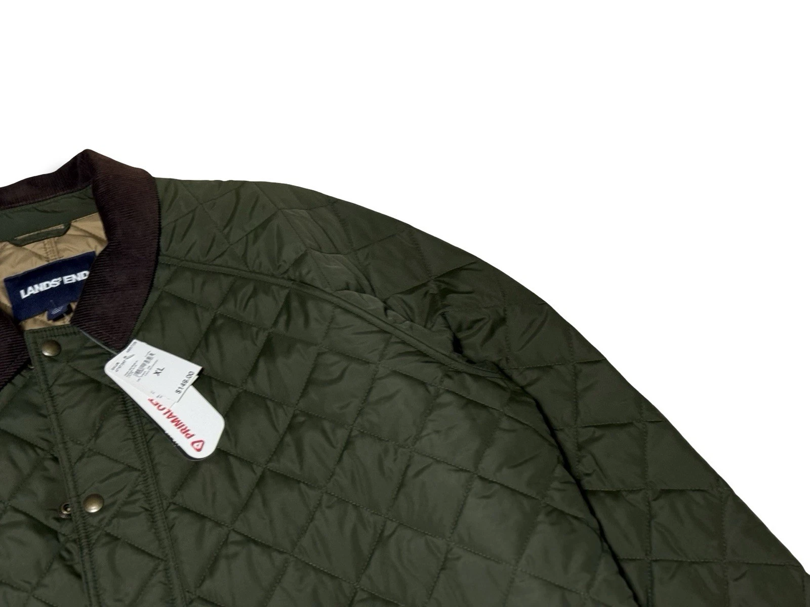 NWT! Lands End Quilted Jacket Mens XL Green Primaloft Corduroy Collar Chore Coat image 3