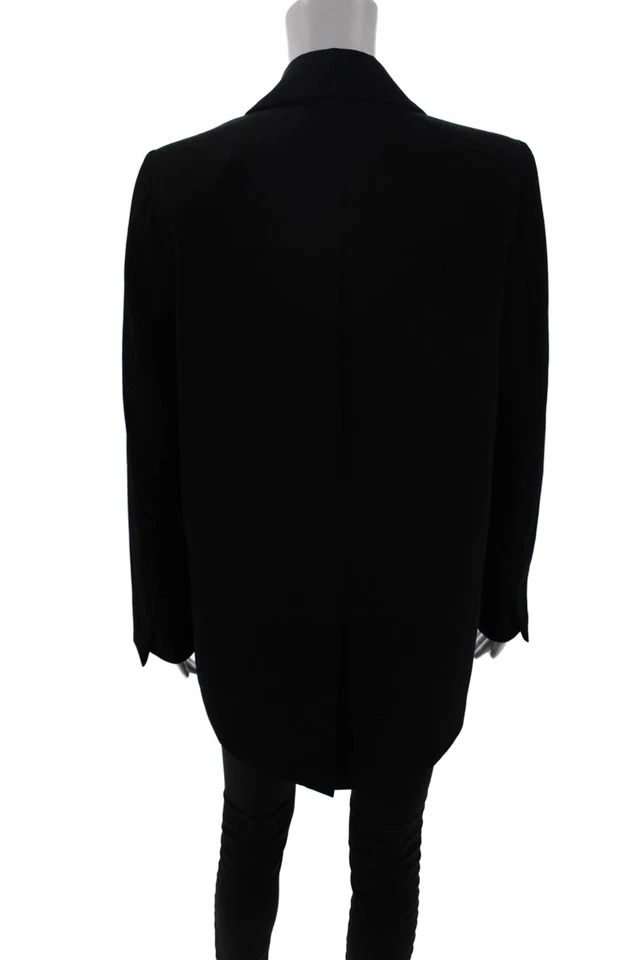 Chaqueta Blazer Zara Mujer Manga Larga Doble Pecho Punta Solapa Negra Pequeña Foto 4 de 4