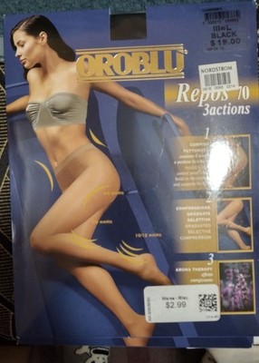 Oroblu Repos 70 Black Tights Pantyhose Compression Size Large