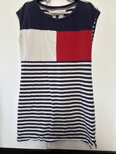 TOMMY HILFIGER women T-shirt Dress Flag Logo Colorblock Size Med Y2K