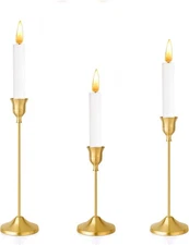 Candlestick Holders, Taper Candle Holders Set of 3, Gold Vintage Candle Sticks H
