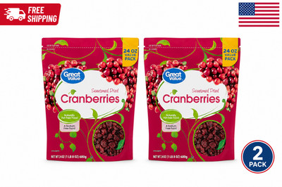 Great Value Sweetened Dried Cranberries 24 oz Snack Bag 2 Pack
