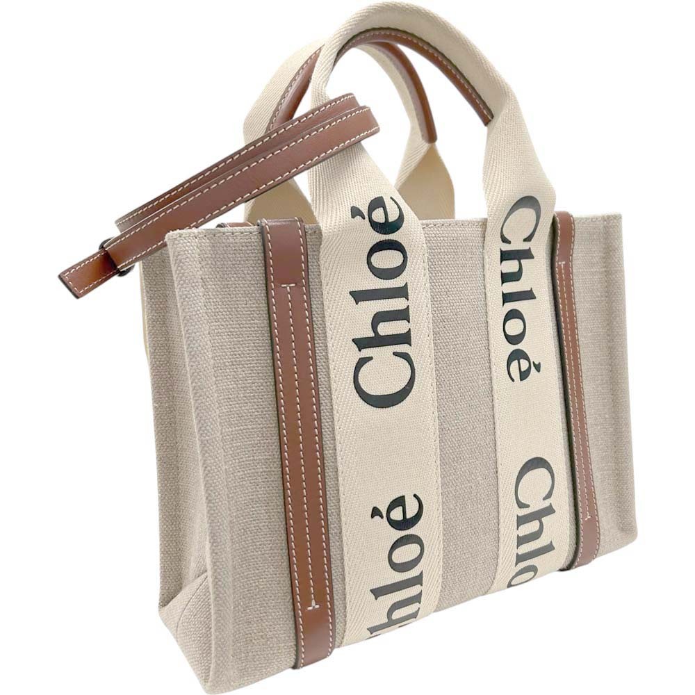 Chloe WOODY CHC22AS397I2690U Calfskin Leather Ivory Shoulder Bag #KNB1046