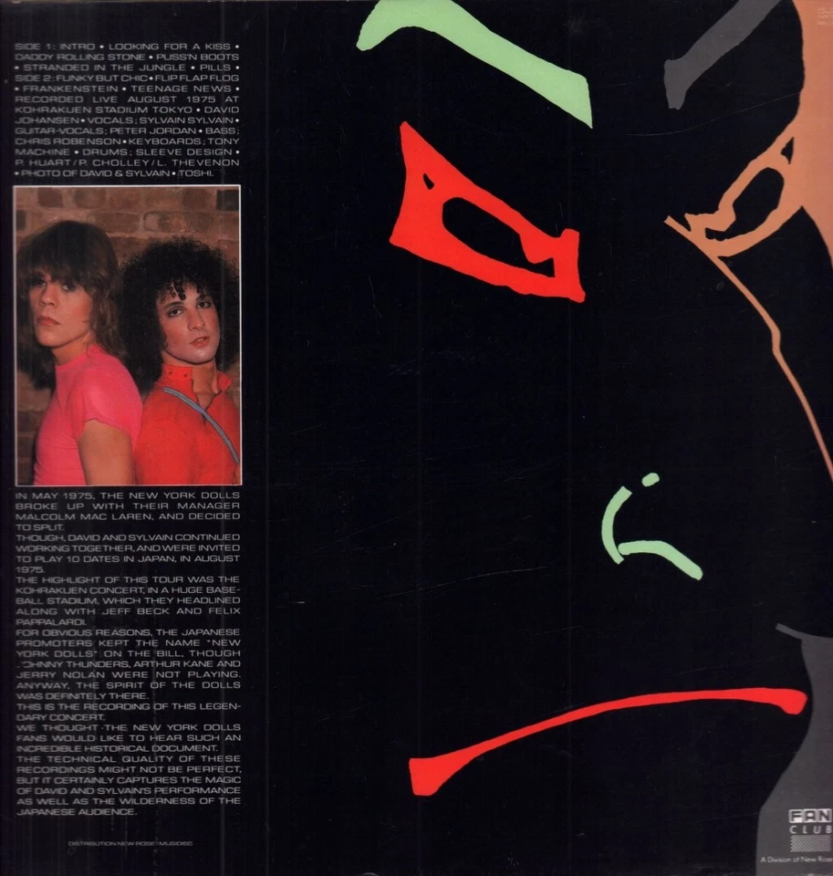 David and Sylvain Tokyo Dolls Live LP vinyl France Fan Club 1986 limited edition - Image 2 of 4