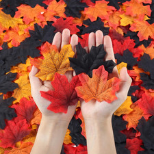 Artificial Flowers Faux Fake Fall Leaves Bulk Black Maple Leaf Auturmn Wedding