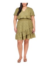 MICHAEL KORS Womens Green Unlined Hook And Eye Closure Dress Plus 3X