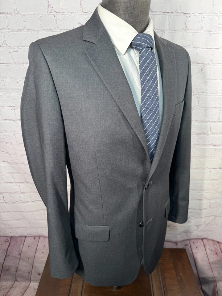 APT. 9 Mens Gray SLIM FIT 2-Button NOTCH LAPEL Sport Coat Blazer Jacket 38R - Image 3 of 4