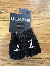 Harley-Davidson Gloves Leather Mesh Fingerless Number 1 Logo Small S Riding NEW