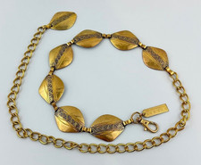 Vtg Womens Belt Gold Tone Heavy Brass New York Studio Korea Concho Boho 40" XL