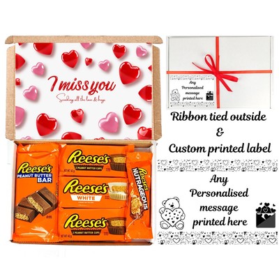 Schokolade Geschenkbox I MISS YOU Set Festivalkörbe Süßigkeiten Geschenktüte personalisiert