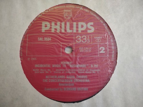HAITINK CONDUCTS SCHUBERT ROSAMUNDE COA PHILIPS SAL 3534 - Picture 4 of 4