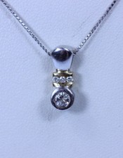 14K 0.30ctw I -1 Diamond Solitaire with Accent Diamonds Necklace 22"- 13303