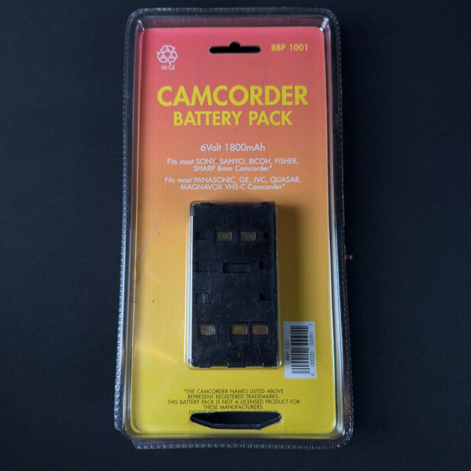 Camcorder Battery Pack 6 Volt 1800mAh Fits Most Brands Sony Sanyo BBP 1001-image