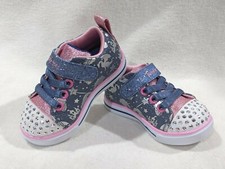 Skechers Toddler Girl's Lights Sparkle Princessland Blue/Multi Sneakers-Sz 5 NWO