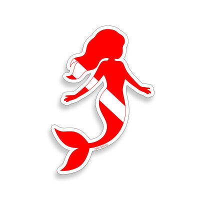 Diver Down Mermaid Scuba Dive Flag Sticker Decal