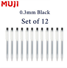 MUJI Smooth Gel Ink Ballpoint Pen knock type 0.3mm black 12pcs set