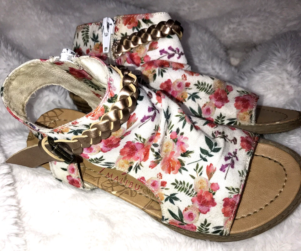 Sandalias Blowfish Malibu niñas talla 13 florales boho primavera jardín playa crucero cremallera Foto 3 de 4