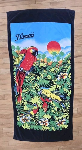 Manhattan Enterprises Hawaii Beach Towel Parrots Bright Flowers Birds